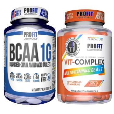 Imagem de KIT BCAA 1G 60 TABLETS l MULTIVITAMÍNICO VIT COMPLEX 90 CÁPSULAS l PROFIT-Unissex