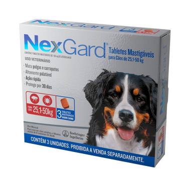 Imagem de Antipulgas e Carrapatos NexGard Cães de 25,1 a 50kg 3 Tabletes