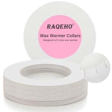 Imagem de RAQEHO Coleiras de cera para panela de cera – 50 peças de papel revestido descartável, colar limpo, protetor para aquecedor de cera de 400 ml, panela de derretimento para depilação feminina