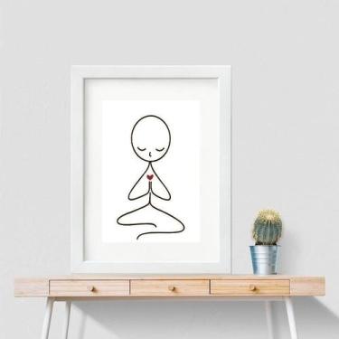 Imagem de Quadro Minimalista Yoga Bonequinho - 60X48Cm - Com Vidro - Quadros On-