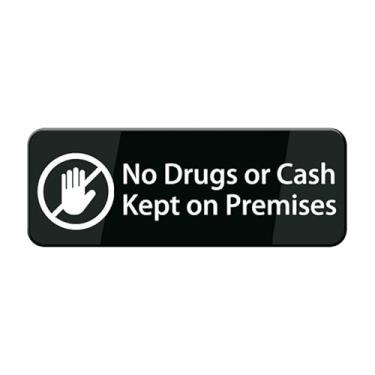 Imagem de XZPWEL Placa sem drogas ou dinheiro mantido no local, placa autoadesiva de 25 x 7 cm para porta ou parede, fácil instalação, design de acrílico premium para loja comercial, loja, café, escritório