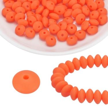 Imagem de HARFINGTON 100 contas de silicone 12 mm contas focais de borracha de lentilha a granel para canetas, chaveiro, pulseira, colar, artesanato, faça você mesmo, rosa pêssego