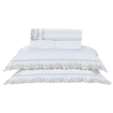 Imagem de Roupa De Cama Yara Queen Percal 200 Fios 100%  Algodão 4 Pçs - Zilu En