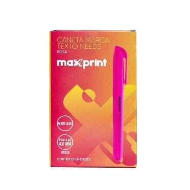 Imagem de Kit 12 Canetas Marca Texto Needs Rosa Ponta 4,0Mm Maxprint