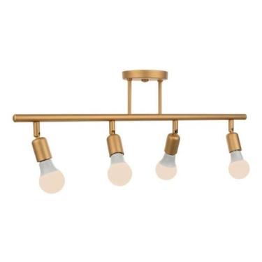 Imagem de Trilho Spot 4 Lâmpadas Sobrepor Direcionável E-27 Dourado - Om Luz