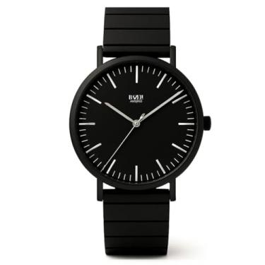 Imagem de Bazeli Relógio Masculino Full Black Bossa Nova 40 mm – Mostrador Preto Minimalista, Caixa Preta Fosca em Aço Inox, Pulseira de Aço estilo Piano Link, Visual All Black Moderno, Quartzo Japonês de Precisão