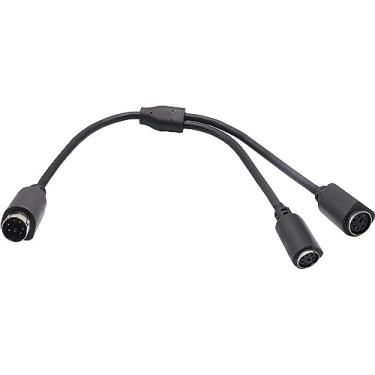 Imagem de ZdyCGTime PS 2 Divisor 6 pinos Mini Din macho plugue para 2 x fêmea soquetes cabo mouse/teclado Y cabo divisor - PS/1 (M) para PS/2 (F) (30 cm), 6 pin