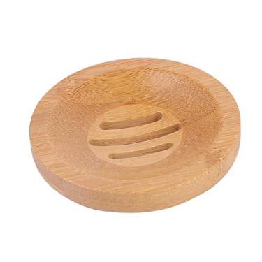 Imagem de AUNMAS Bandeja de Sabonete de Caixa de Sabão de Madeira para Chuveiro de Banheiro Com Madeira de Carvalho Vermelho à Prova de água à Prova de água (8 * 8 cor de imagem redonda)