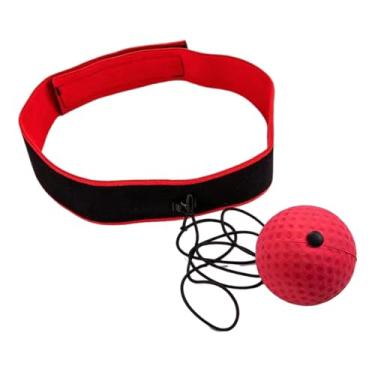 Imagem de oshhni Conjunto de bandana de bola de reflexo de boxe, velocidade de perfuração de cabeça ajustável, bola de luta de perfuração de reflexo para casa ginásio, vermelho preto