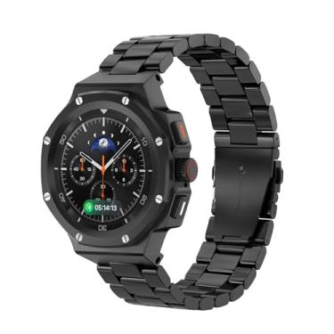 Imagem de DGYSG Capa com pulseira para Samsung Galaxy Watch 8 Classic de 46 mm, capa de metal luxuosa com pulseira tática de aço inoxidável e proteção militar masculina, preta
