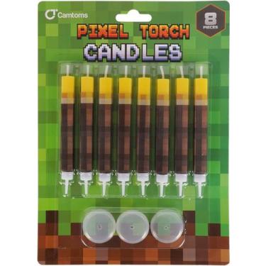 Imagem de Velas de aniversário Camtoms for Miner Crafting, pacote com 8