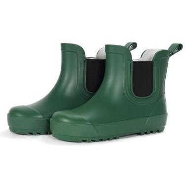 Imagem de WILLPORT Botas de chuva infantis, impermeáveis Chelsea, botas de chuva para meninos e meninas, Verde, 21