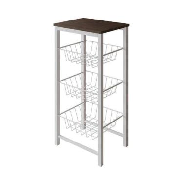 Imagem de Fruteira De Chão Cozinha Montada Aço Branco Tampo Amêndoa Roma Cor: Br