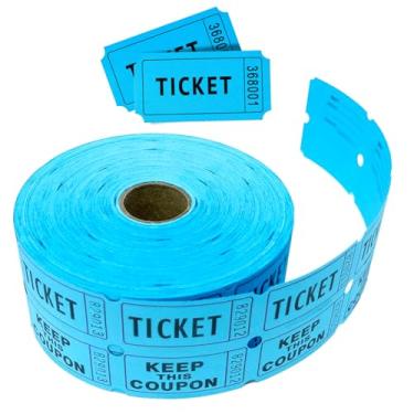 Imagem de 1000 pares de bilhetes de sorteio duplo - 1000 ingressos por rolo para carnavais, eventos, recompensas, festas e arrecadação de fundos, numerados consecutivamente (azul)