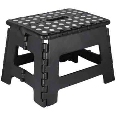 Imagem de Banqueta Plástica Banquinho Multiuso Portátil Dobrável Preta