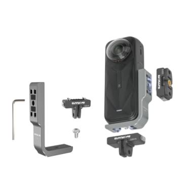 Imagem de YUULNMOP Suporte de tiro horizontal/vertical atualizado em forma de L compatível com Insta360 X5 X4, adaptador de suporte magnético de liberação rápida de alumínio, acessórios de expansão de câmera