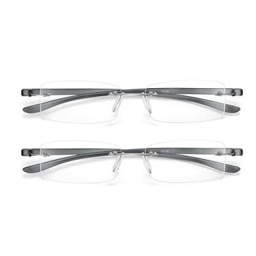Imagem de Pacote com 2 óculos de leitura com luz azul óculos de leitura masculinos para mulheres óculos de leitura sem moldura para computador, Preto/branco, 50