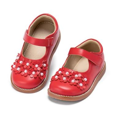 Imagem de Kolan Todder Sapato Oxford infantil Mary Jane sem cadarço uniforme escolar uniforme escolar, Ke09-vermelho, 22