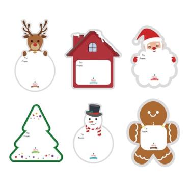 Imagem de Etiquetas de presente de Natal, 120 peças de etiquetas de Natal com cordão, etiquetas de presente de Natal para pendurar para festivais de Natal, presentes de embrulho, selos de envelopes, caixas de