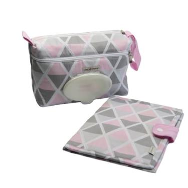 Imagem de Kit Porta Fralda Lenço Umedecido e Caderneta de Vacina Triângulo Algodão