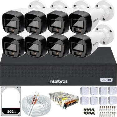 Imagem de Kit 8 Câmeras Intelbras Full Color 1120b Colorido Dia e Noite Dvr 8 Ca