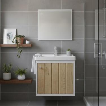 Imagem de Kit Armário para Banheiro 40cm MDF com Cuba Espelheira VENETO - RIVERZ