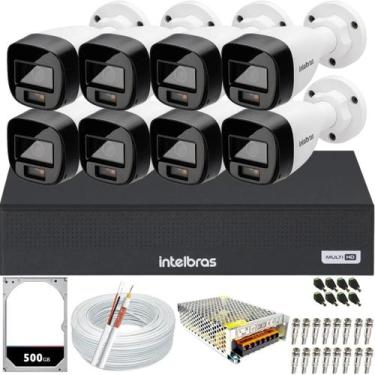 Imagem de Kit 8 Câmeras Intelbras Cftv 1080p Full Color HD 500GB colorido dia e 