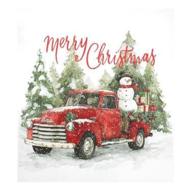 Imagem de Capa magnética para máquina de lavar louça de Natal caminhão vermelho ímãs painéis de porta eletrodomésticos adesivos para máquina de lavar roupa secadora 58 x 66 cm