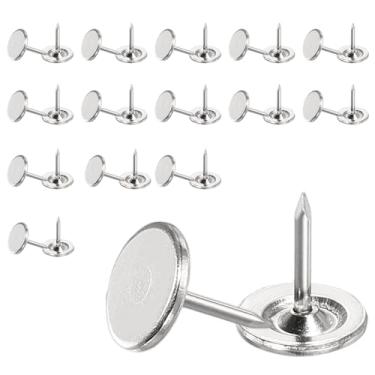 Imagem de YELARXI Tachinhas de unhas de estofamento, pregos para móveis, 3/8 x 1/2 de cabeça chata, alfinetes vintage para pendurar na parede/escritório/decoração de móveis/foto) 0,2 cm A, 30 peças e prata