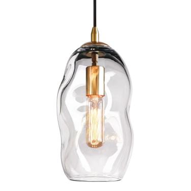 Imagem de CASAMOTION Luminárias Pendentes Douradas Para Ilha De Cozinha, Vidro Soprado, Globo Orgânico Transparente, Kit Moderno De Latão, Balcão De Bar, Entrada, Corredor, Sala De Jantar, Abajur Grande, 30