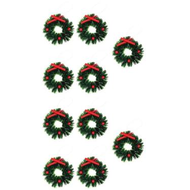 Imagem de Cabilock 10 peças de enfeites de guirlanda de Natal em miniatura para artesanato, mini decoração de pendurar para casas de bonecas, acessórios elegantes de cena de Natal