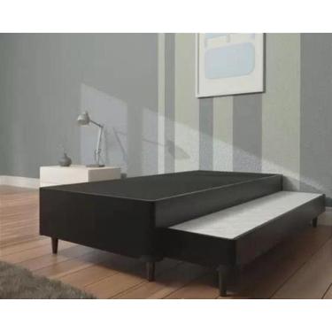 Imagem de Base Box Solteiro com Auxiliar DF Premium 42cm, Cinza, Suede