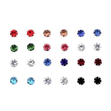 Imagem de Conjunto de brincos de zircônia cúbica multicolorida para mulheres, conjunto de brincos de zircônia cúbica prata para vários piercings de orelha, strass, brincos de cristal falso, pacote com 12 pares