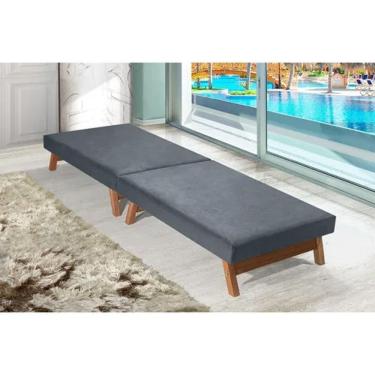 Imagem de Cama Portátil Dobrável Cinza C/pés Madeira Espuma D26 Multifuncional