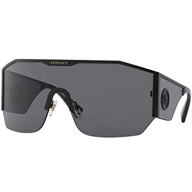 Imagem de Óculos de sol Versace Man, armação de metal com lentes pretas, 41 mm