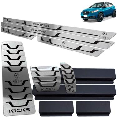 Imagem de Pedaleira + Soleiras + Descanso Preto Nissan Kicks Uefa Ed