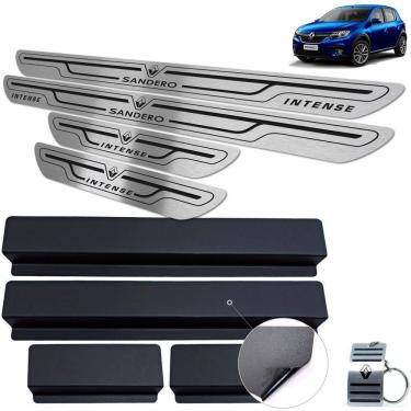 Imagem de Soleira Aço Inox Renault Sandero Intense Preto Baixo Relevo