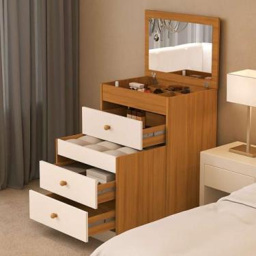 Imagem de Penteadeira Cômoda com Banqueta Estofada Multiuso 3 Gavetas - Anyben, 