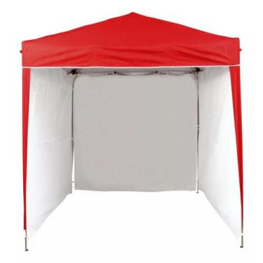 Imagem de Gazebo 2x2 PC Vermelho + 4 Paredes Ráfia Branca - TENDAS WILD