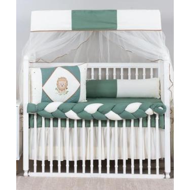 Imagem de kit de berço americano 517 leão 9 peças modelo meia trança - remi enxo