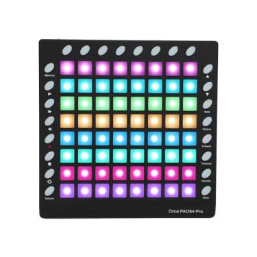 Imagem de Diydeg MIDI Controller Strike Pad, 64 RGB Pads 128MB Biblioteca de Som 8 RGB Botões, Com Entrada de Entrada MIDI Usb 2.0 Conectividade, para Software de Produção de Música de
