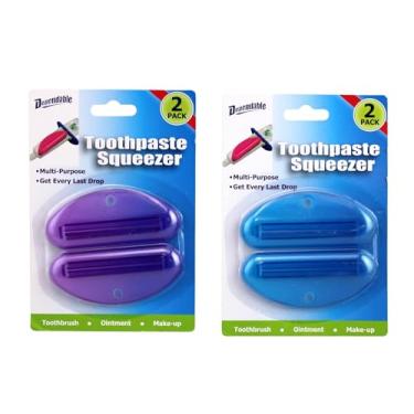 Imagem de Conjunto de 4 peças Espremedor de pasta de dente econômico, economiza pasta de dente, cremes, tinta e muito mais sem desperdício simples e prático para todas as viagens de casa e banheiro
