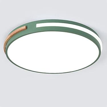 Imagem de Luminária de teto com acabamento em madeira, luminárias embutidas de led, abajur de acrílico com ajuste de intensidade, luminária de teto 27/36W (B, 50CM) lustre