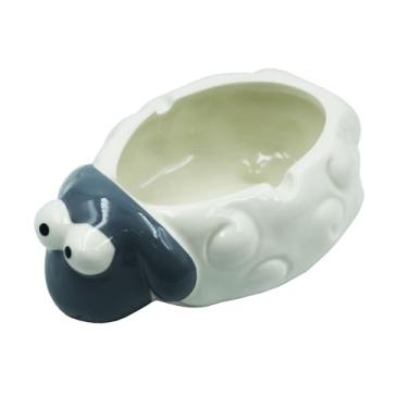 Imagem de Cinzeiro de cerâmica para cigarros, bandeja de cinzas em forma de ovelha fofa para fumantes, plantador de suculentas, decoração de escritório em casa