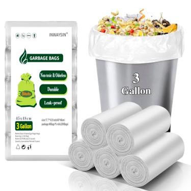 Imagem de Sacos de lixo biodegradáveis de 3 galões - 5 rolos 200 contagens pequeno saco de lixo compostável para latas de banheiro sem cheiro, duráveis e fortes, mini forros de cesta de lixo a granel Inwaysin