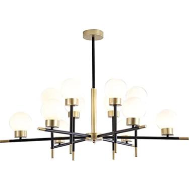 Imagem de Lustre Mid Century Lustre Leite Branco Globo Vidro Pendente Luminária com Hastes Ajustáveis Iluminação Pendurada para Sala de Jantar Quarto Cozinha Sala de Estar Hall de Entrada (Tamanho: 1