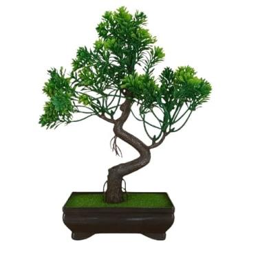Imagem de Bonsai Artificial de Pinheiro, Planta Decorativa Realista para Escritório, Mesa e Sala(FORTUNA VASO ESCURO)