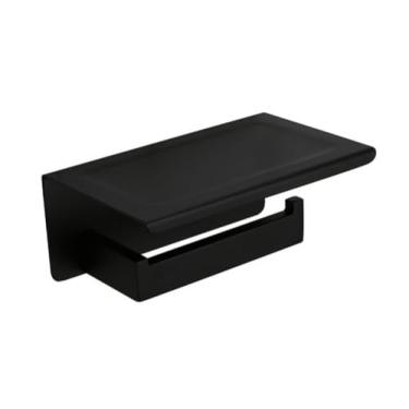 Imagem de Kit de acessórios de hardware de banheiro preto fosco prateleira de parede barra de toalhas trilho cabide roupão escova de vaso sanitário rolo suporte de papel, toalha MB 2 barras (suporte de telefone