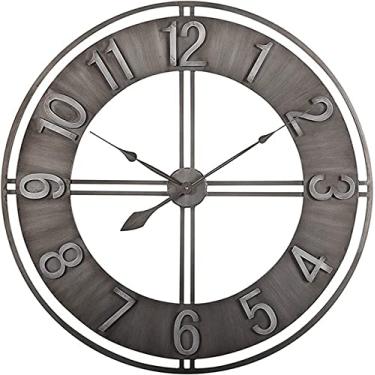 Imagem de Relógio de parede de arte, relógio simples para exteriores, 23 polegadas, vintage, 3D, de ferro forjado, grande, para exteriores, cara aberta, metal, esqueleto, silencioso, funciona com pilhas para
