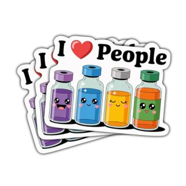 Imagem de 3 adesivos I Love People, adesivo de enfermeira médica, adesivos engraçados para trocadilhos de medicamentos para presente, enfermeira, médico, farmacêutico, decorações para laptop, garrafa de água